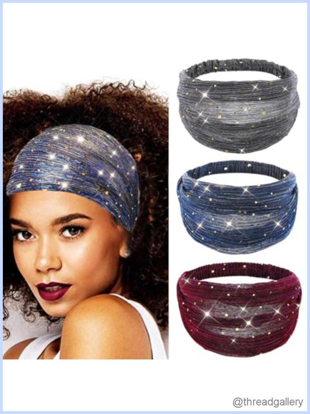 Sequin Wide Headband Turban Head Wrap Stretchy Bling Hair Accessories for Women